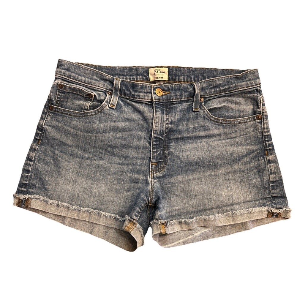 J. Crew Denim Roll Cuff Shorts Indigo Blue Sz 30 Mid Rise 3” Inseam $79 Western